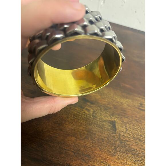 Unbranded Silver Colored Studded Goth Emo Bracelet Bangle Chunky Fashion Costume - Picture 3 of 3